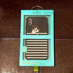 KATE SPADE NY Soft Touch Cell Case Playful & Strong Black & White Stripes XS MAX